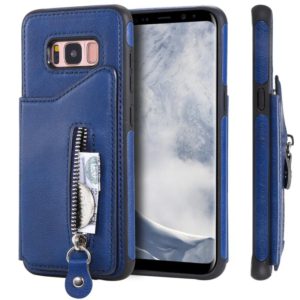 For Galaxy S8 Solid Color Double Buckle Zipper Shockproof Protective Case(Blue) (OEM)