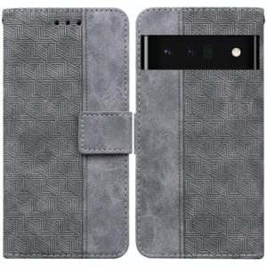 For Google Pixel 6 Pro Geometric Embossed Leather Phone Case(Grey) (OEM)
