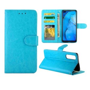 For OPPO Reno3 Pro Crazy Horse Texture Leather Horizontal Flip Protective Case with Holder & Card Slots & Wallet & Photo Frame(baby Blue) (OEM)