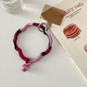 Flower-shaped Wave Phone Case Anti-lost Keychain Silicone Bracelet(Purple Red Gradient) (OEM)