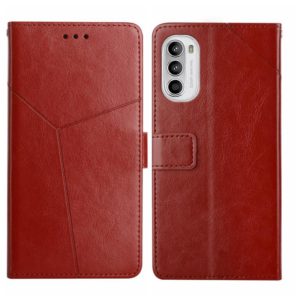 For Motorola Moto G71S Y Stitching Horizontal Flip Leather Phone Case(Brown) (OEM)