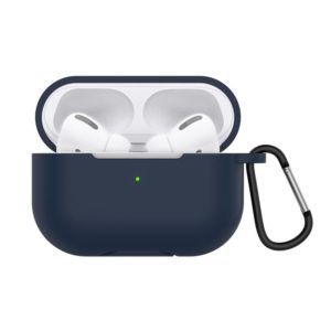Solid Color Silicone Earphone Protective Case for AirPods Pro, with Hook(Midnight Blue) (OEM)