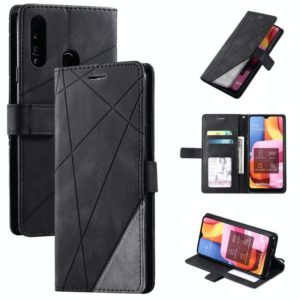 For Samsung Galaxy A20s Skin Feel Splicing Horizontal Flip Leather Case with Holder & Card Slots & Wallet & Photo Frame(Black) (OEM)