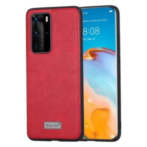 For Huawei P40 Pro SULADA Shockproof TPU + Handmade Leather Protective Case(Red) (SULADA) (OEM)