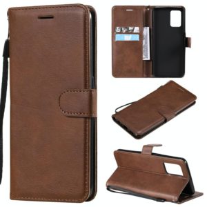For OPPO F19 / A74 4G Solid Color Horizontal Flip Protective Leather Case with Holder & Card Slots & Wallet & Photo Frame & Lanyard(Brown) (OEM)
