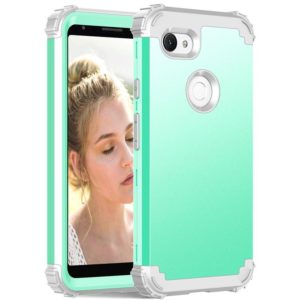 For Google Pixel 3a 3 in 1 Shockproof PC + Silicone Protective Case(Mint Green + Grey) (OEM)