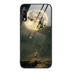 For Honor 9X Colorful Painted Glass Phone Case(Moon) (OEM)