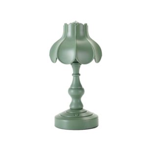 Retro Charging Table Lamp Bedroom Bed LED Eye Protection Light(LD05 Lotus Gray Green) (OEM)