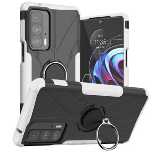 For Motorola Edge 20 Pro Armor Bear Shockproof PC + TPU Phone Protective Case with Ring Holder(White) (OEM)