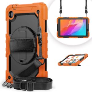 For Huawei MatePad T8 Shockproof Colorful Silicone + PC Protective Case with Holder & Shoulder Strap & Hand Strap(Orange) (OEM)