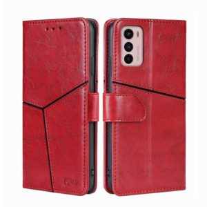 For Motorola Moto G42 4G Geometric Stitching Horizontal Flip Leather Phone Case(Red) (OEM)