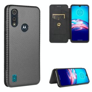 For Motorola Moto E6s (2020) Carbon Fiber Texture Horizontal Flip TPU + PC + PU Leather Case with Rope & Card Slot(Black) (OEM)
