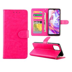 For vivo Y31S/Y52S/IQOO U3 5G Crazy Horse Texture Leather Horizontal Flip Protective Case with Holder & Card Slots & Wallet & Photo Frame(Rose Red) (OEM)