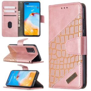 For Huawei P40 Matching Color Crocodile Texture Horizontal Flip PU Leather Case with Holder & Card Slots & Wallet(Rose Gold) (OEM)