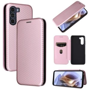 For Motorola Moto G200 5G / Edge S30 Carbon Fiber Texture Horizontal Flip Leather Phone Case(Pink) (OEM)