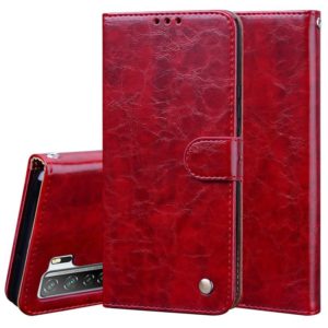 For Huawei Nova 7 SE / Honor 30S (Russian Version) Business Style Oil Wax Texture Horizontal Flip Leather Case with Holder & Card Slots & Wallet(Red) (OEM)