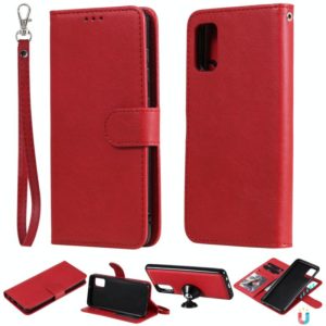 For Samsung Galaxy A41(EU Version) 2 in 1 Solid Color Detachable PU Leather Case with Card Slots & Magnetic Holder & Photo Frame & Wallet & Strap(Red) (OEM)
