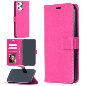 For iPhone 12 Pro Max Crazy Horse Texture Horizontal Flip Leather Case with Holder & Card Slots & Wallet & Photo Frame(Rose Red) (OEM)