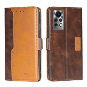 For Infinix Hot 11S/X6812 Contrast Color Side Buckle Leather Phone Case(Dark Brown + Gold) (OEM)