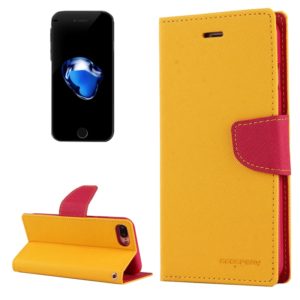 GOOSPERY FANCY DIARY for iPhone 8 Plus & 7 Plus Cross Texture Horizontal Flip Leather Case with Card Slots & Wallet & Holder(Yellow) (GOOSPERY) (OEM)