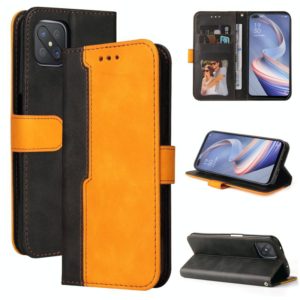 For OPPO A92S/A72 5G/A73 5G/A52 5G/Reno4 Z Business Stitching-Color Horizontal Flip PU Leather Case with Holder & Card Slots & Photo Frame & Lanyard(Orange) (OEM)