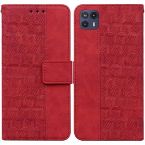 For Motorola Moto G50 5G Geometric Embossed Leather Phone Case(Red) (OEM)