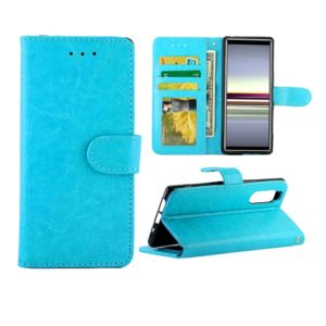 For Sony Xperia 5 Crazy Horse Texture Leather Horizontal Flip Protective Case with Holder & Card Slots & Wallet & Photo Frame(Baby Blue) (OEM)