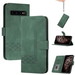 For LG V60 ThinQ 5G Cubic Skin Feel Flip Leather Phone Case(Dark Green) (OEM)