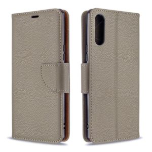For Sony Xperia L4 Litchi Texture Pure Color Horizontal Flip PU Leather Case with Holder & Card Slots & Wallet & Lanyard(Grey) (OEM)