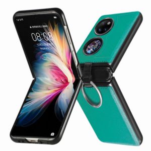 For Huawei P50 Pocket Litchi Pattern Ring Buckle Folding Phone Case(Green) (OEM)