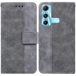 For Infinix Hot 11 X662 Geometric Embossed Leather Phone Case(Grey) (OEM)