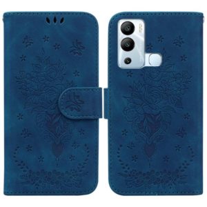For Infinix Hot 12i Butterfly Rose Embossed Leather Phone Case(Blue) (OEM)