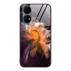 For Huawei P50 Pro Marble Pattern Glass Protective Phone Case(Typhoon) (OEM)