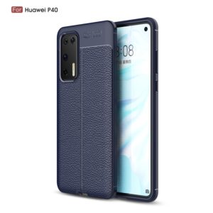 For Huawei P40 Litchi Texture TPU Shockproof Case(Navy Blue) (OEM)