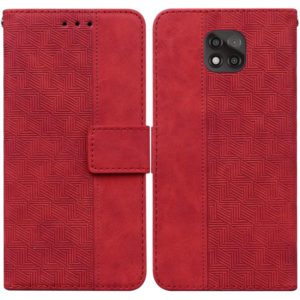 For Motorola Moto G Power 2021 Geometric Embossed Leather Phone Case(Red) (OEM)