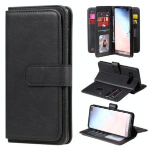 For Samsung Galaxy S10+ Multifunctional Magnetic Copper Buckle Horizontal Flip Solid Color Leather Case with 10 Card Slots & Wallet & Holder & Photo Frame(Black) (OEM)