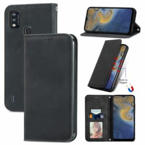 For ZTE A51 Retro Skin Feel Business Magnetic Horizontal Flip Leather Case with Holder & Card Slots & Wallet & Photo Frame(Black) (OEM)