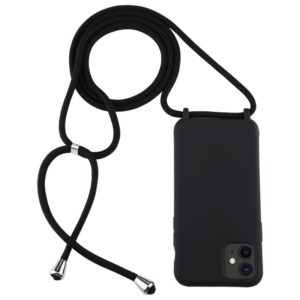 For iPhone 11 Candy Color TPU Protective Case with Lanyard(Black) (OEM)