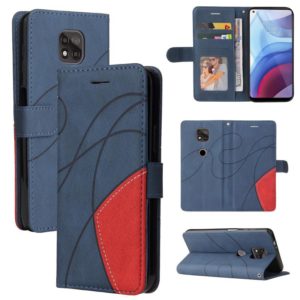 For Motorola Moto G Power 2021 Dual-color Splicing Horizontal Flip PU Leather Case with Holder & Card Slots & Wallet(Blue) (OEM)