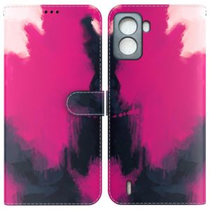 For Tecno Pop 6 No Fingerprints Watercolor Pattern Horizontal Flip Leather Phone Case(Berry Color) (OEM)