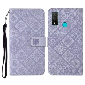 For Huawei P smart 2020 Ethnic Style Embossed Pattern Horizontal Flip Leather Case with Holder & Card Slots & Wallet & Lanyard(Purple) (OEM)