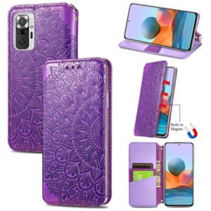 For Xiaomi Redmi Note 10 Pro Blooming Mandala Embossed Pattern Magnetic Horizontal Flip Leather Case with Holder & Card Slots & Wallet(Purple) (OEM)