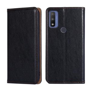 For Motorola G Pure Gloss Oil Solid Color Magnetic Leather Phone Case(Black) (OEM)