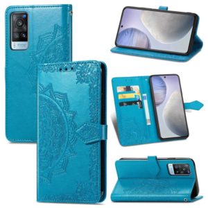 For vivo X60 Mandala Flower Embossed Horizontal Flip Leather Case with Bracket / Card Slot / Wallet / Lanyard(Blue) (OEM)