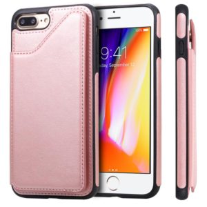 For iPhone 7 Plus / 8 Plus Shockproof Calf Texture Protective Case with Holder & Card Slots & Frame(Rose Gold) (OEM)