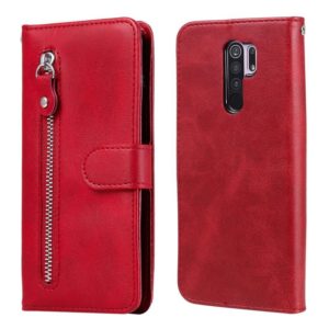 For Xiaomi Redmi 9 Fashion Calf Texture Zipper Horizontal Flip Leather Case with Holder & Card Slots & Wallet Function(Red) (OEM)