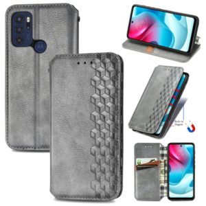 For Motorola Moto G60S Cubic Grid Pressed Horizontal Flip Magnetic Leather Phone Case with Holder & Card Slots & Wallet(Grey) (OEM)