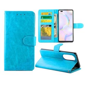 For Honor 50 Pro Crazy Horse Texture Leather Horizontal Flip Protective Case with Holder & Card Slots & Wallet & Photo Frame(Baby Blue) (OEM)
