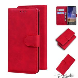 For Nokia 2.2 Skin Feel Pure Color Flip Leather Phone Case(Red) (OEM)