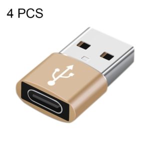 USB-C / Type-C Female to USB 2.0 Male Aluminum Alloy Adapter, Support Charging & Transmission(Gold) (OEM)